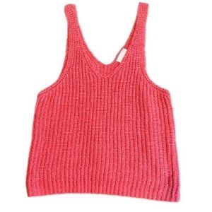 Harper Heritage Chunky Knit Sleeveless Sweater Tank Coral color